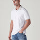 Men's Solid White Interlock Polo T shirt - Side View