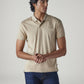 Men's Solid Beige Interlock Polo T-Shirt - Styleshot View