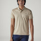 Men's Solid Beige Interlock Polo T-Shirt - Front View