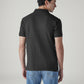 Men's Striped Black Jersey Polo T-shirt - Back View