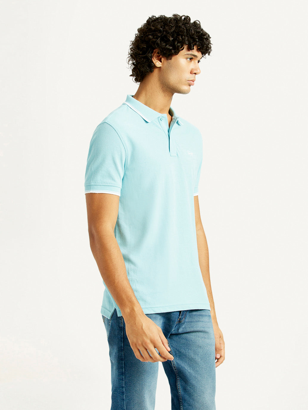 Men's Solid Slim Fit Polo T-Shirt - Side View