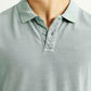 Men's Solid Light Blue Slim Fit Polo T-shirt - Detail View