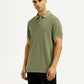 Men's Solid Olive Slim Fit Polo T-shirt - Styleshot View