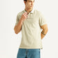 Men's Solid Beige Slim Fit Polo T-shirt - Styleshot View