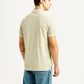 Men's Solid Beige Slim Fit Polo T-shirt - Back View