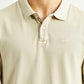 Men's Solid Beige Slim Fit Polo T-shirt - Detail View
