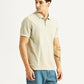 Men's Solid Beige Slim Fit Polo T-shirt - Side View