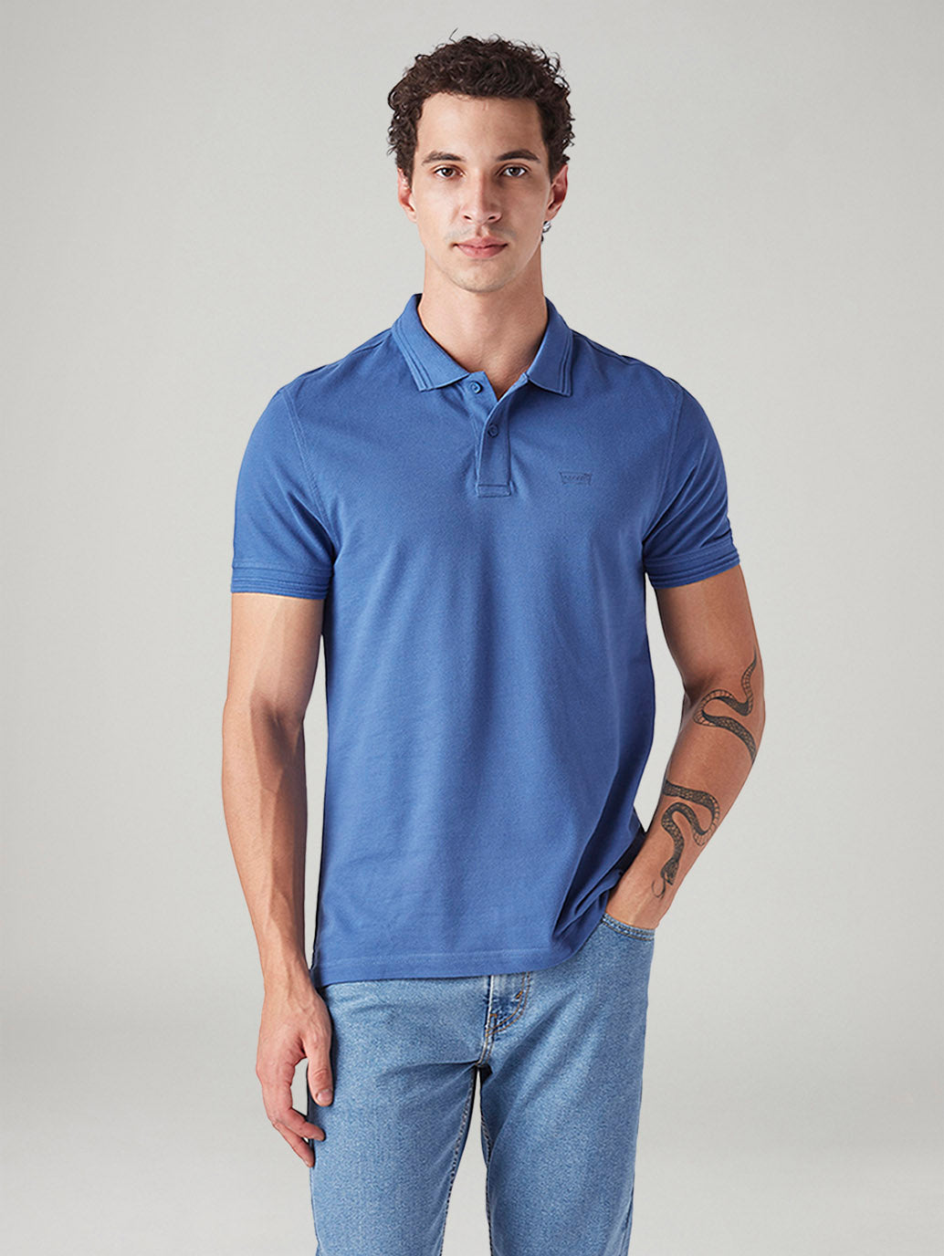 Men's Solid Regular Fit Commuter Polo T-Shirt - Front View