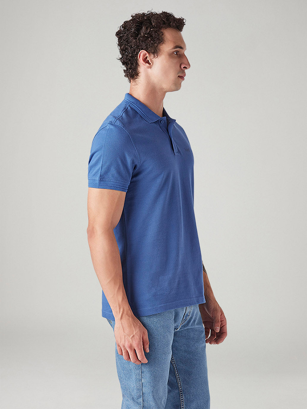 Men's Solid Regular Fit Commuter Polo T-Shirt - Side View