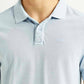 Men's Solid Light Blue Slim Fit Polo T-shirt - Detail View