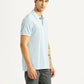 Men's Solid Light Blue Slim Fit Polo T-shirt - Side View