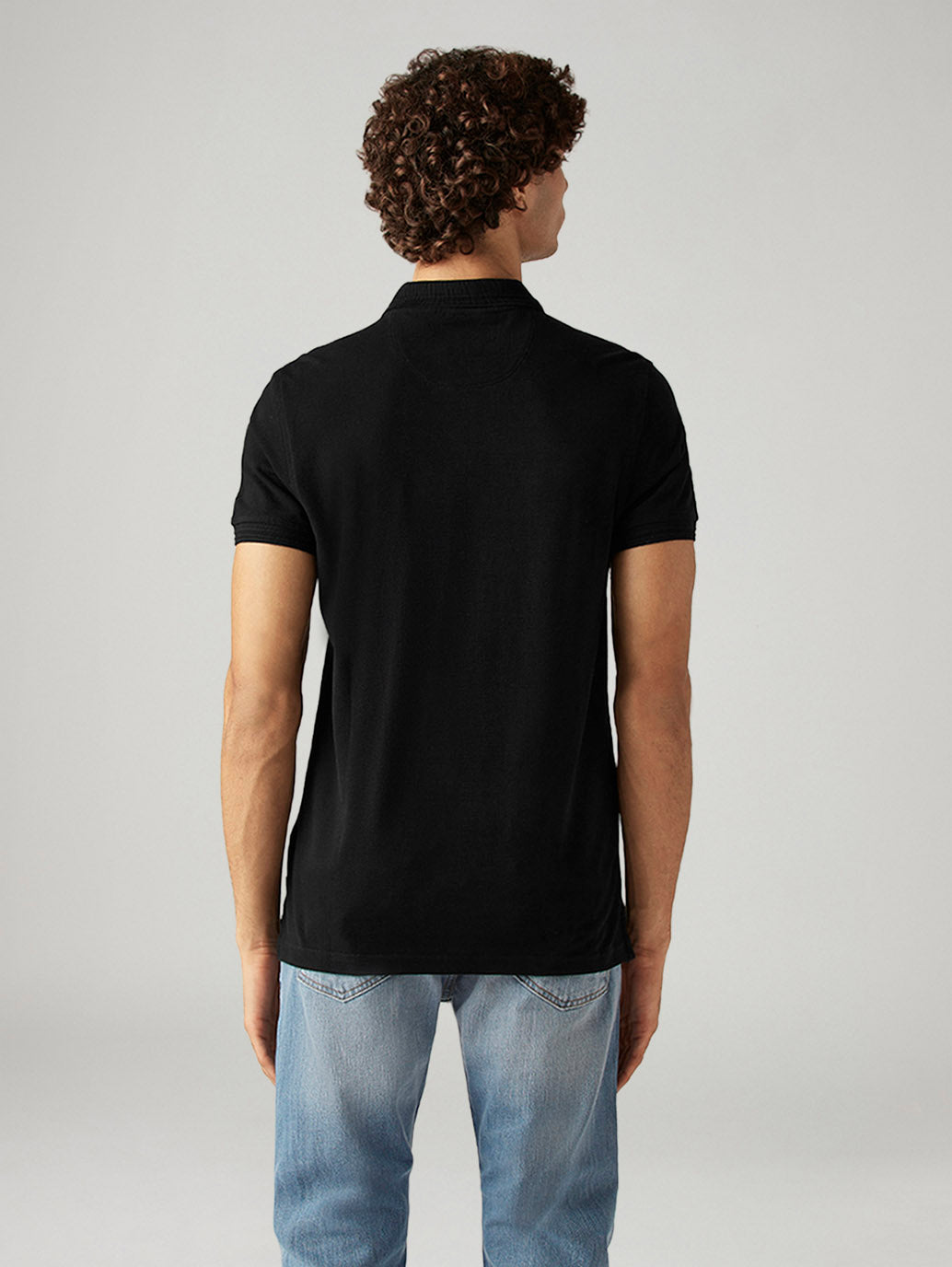 Men's Solid Slim Fit Pique Commuter Polo T-Shirt - Back View
