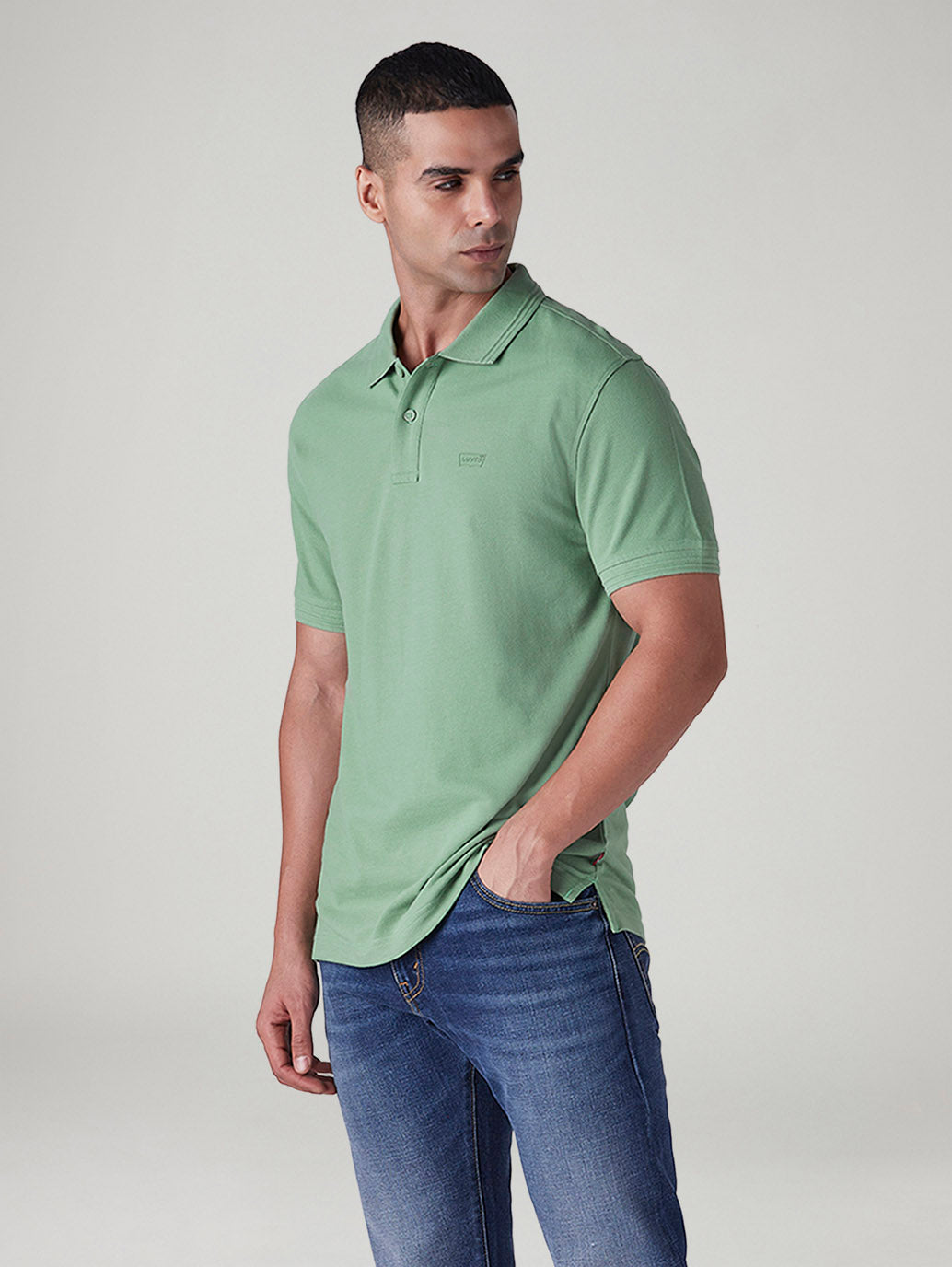 Men's Solid Light Green Pique Polo T shirt