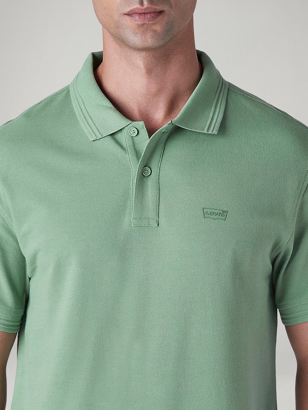 Men's Solid Light Green Pique Polo T shirt - 20 View