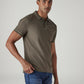 Men's Solid Olive Overdyed Pique Polo T-shirt - Side View