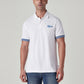 Men's Brand Logo White Pique Polo T-shirt - Front View