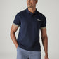 Men's Solid Navy Pique Polo T-Shirt - Styleshot View