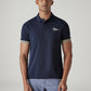 Men's Solid Navy Pique Polo T-Shirt - Front View