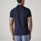 Men's Solid Navy Pique Polo T-Shirt - Back View