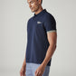 Men's Solid Navy Pique Polo T-Shirt - Side View