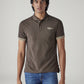 Men's Solid Brown Pique Polo T-Shirt - Front View