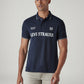 Men's Typography Navy Pique Polo T-Shirt - Front View