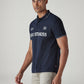 Men's Typography Navy Pique Polo T-Shirt - Side View