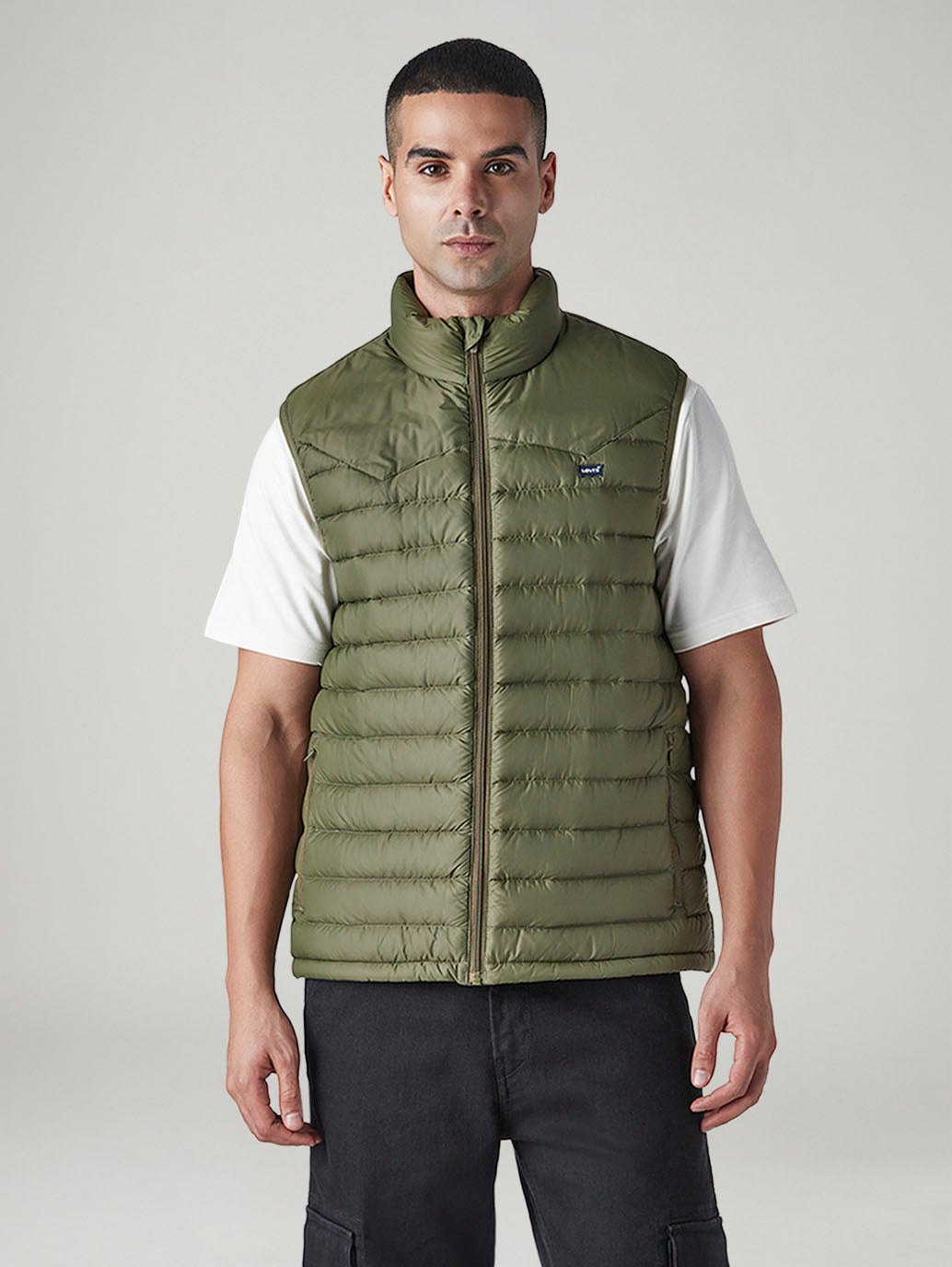 Men's Quilted Slim Fit Jacket - Front View