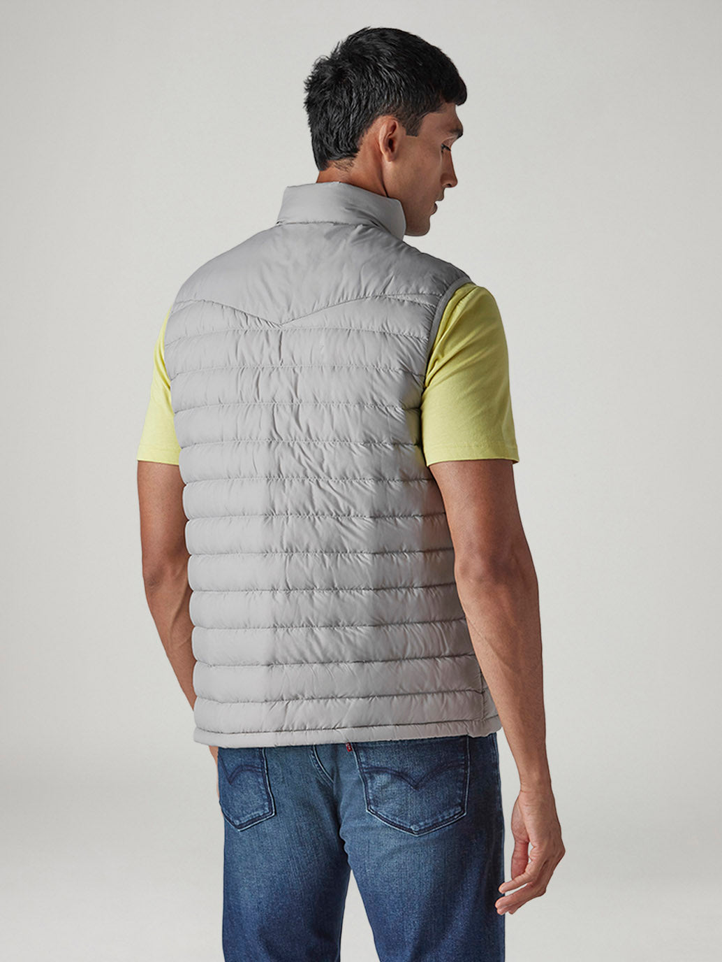 Men's Quilted Slim Fit Puffer Jacket - Back View