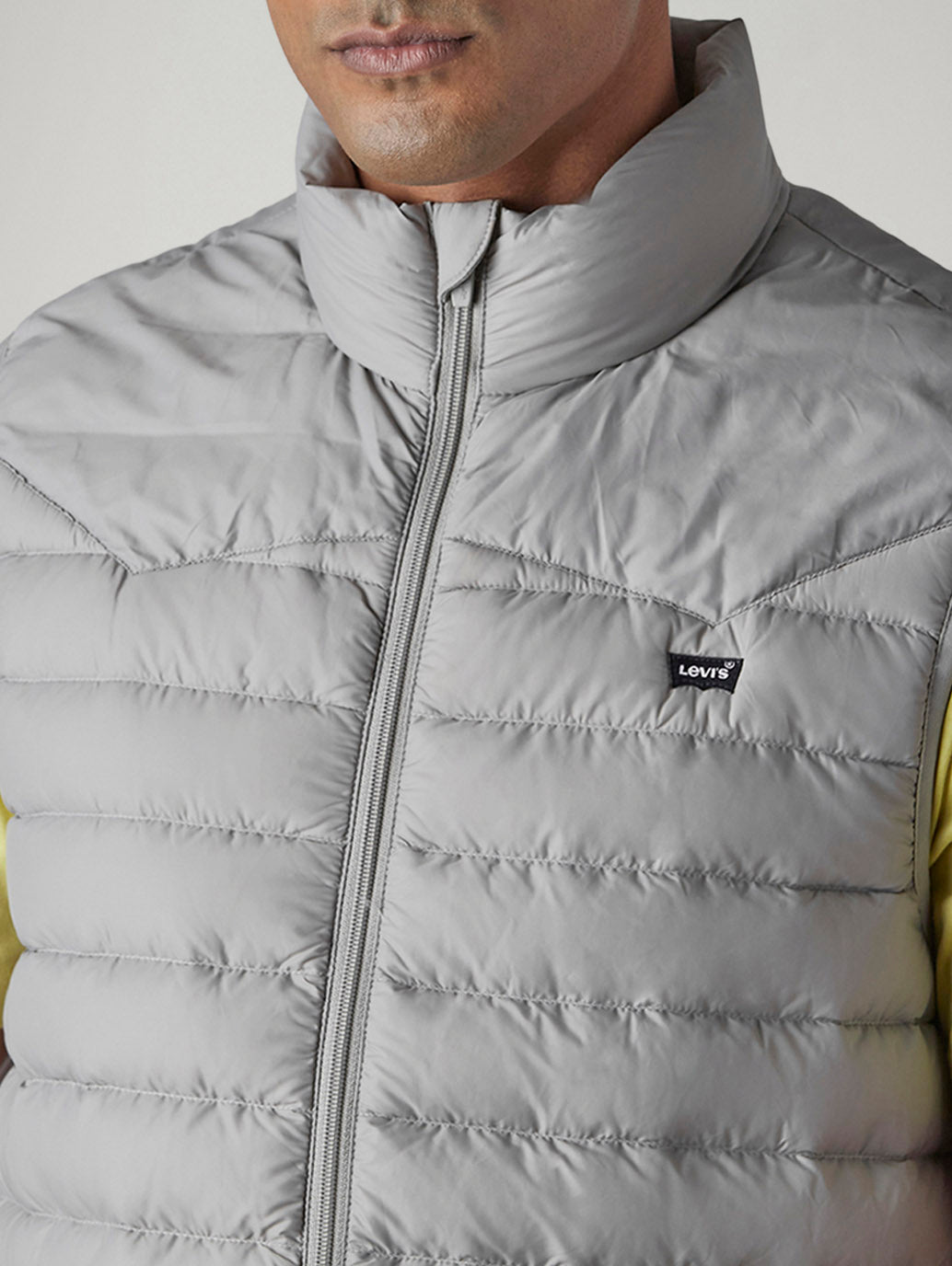 Men's Quilted Slim Fit Puffer Jacket - Detail View