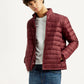 Men's Solid Maroon Puffer Jacket - Styleshot View