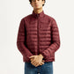 Men's Solid Maroon Puffer Jacket - Front View
