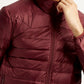Men's Solid Maroon Puffer Jacket - Detail View