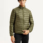 Men's Quilted Olive Puffer Jacket - Front View