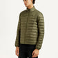 Men's Quilted Olive Puffer Jacket - Side View