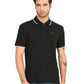 Men's Self Design Black Slim Fit Polo T-Shirt - frount View