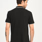 Men's Self Design Black Slim Fit Polo T-Shirt - back View