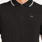Men's Self Design Black Slim Fit Polo T-Shirt - deatil View