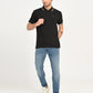Men's Self Design Black Slim Fit Polo T-Shirt - 6 View