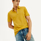 Men's Solid Yellow Slim Fit Polo T-shirt - Elevated View