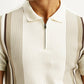 Men's Striped Off White Slim Fit Polo T-shirt - Detail View
