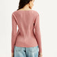 Women's Solid Pink Square Neck Top - Back View