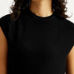 Women's Textured Black Crew Neck Top - Detail View