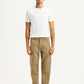 Men's Khaki Overdyed Tapered Fit Mid Rise Cargo Trousers - Front View