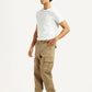 Men's Khaki Overdyed Tapered Fit Mid Rise Cargo Trousers - Side View