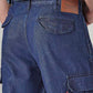 Men's 568 Blue Loose Fit Mid Rise Cargos - Detail View