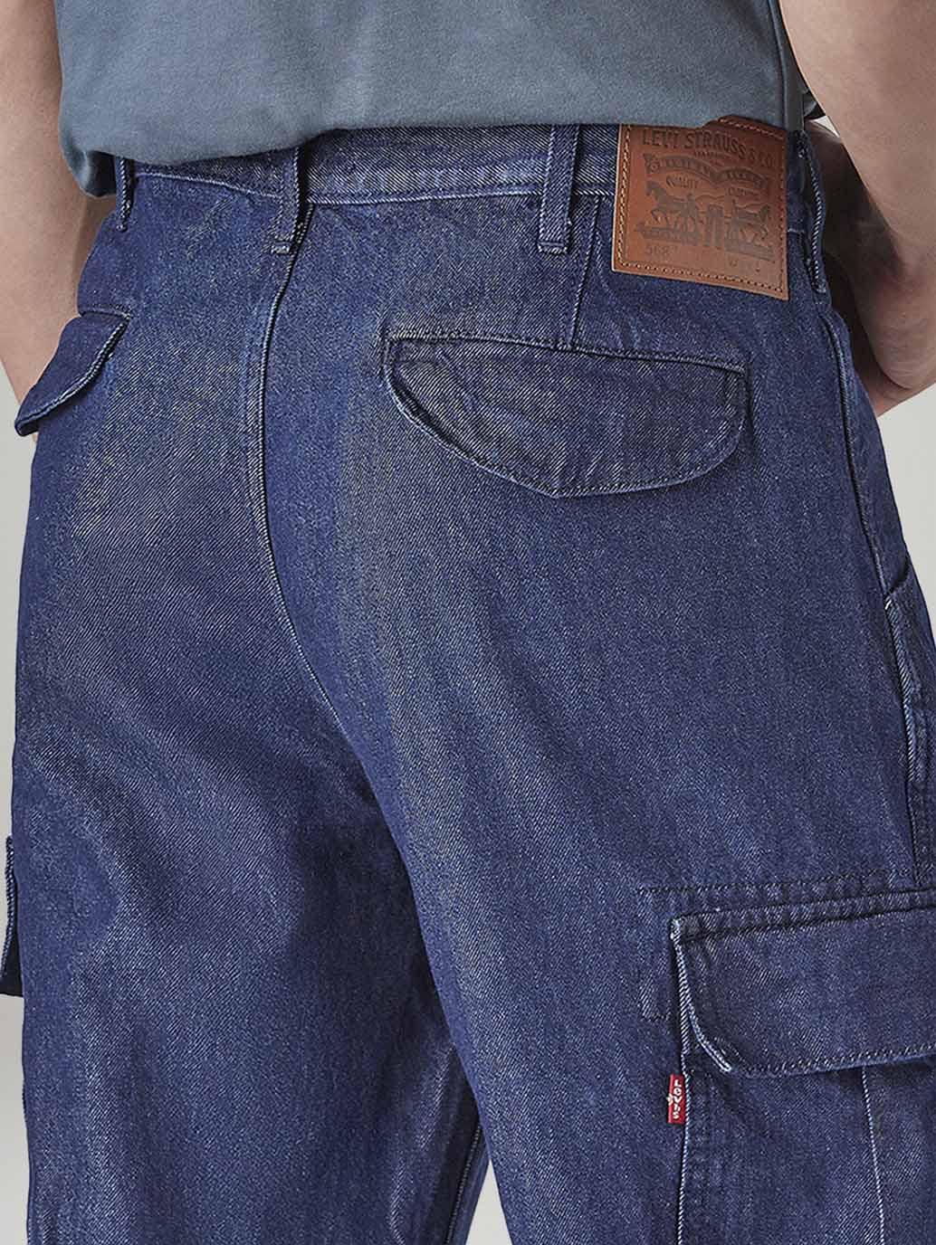 Men's 568 Blue Loose Fit Mid Rise Cargos - Detail View