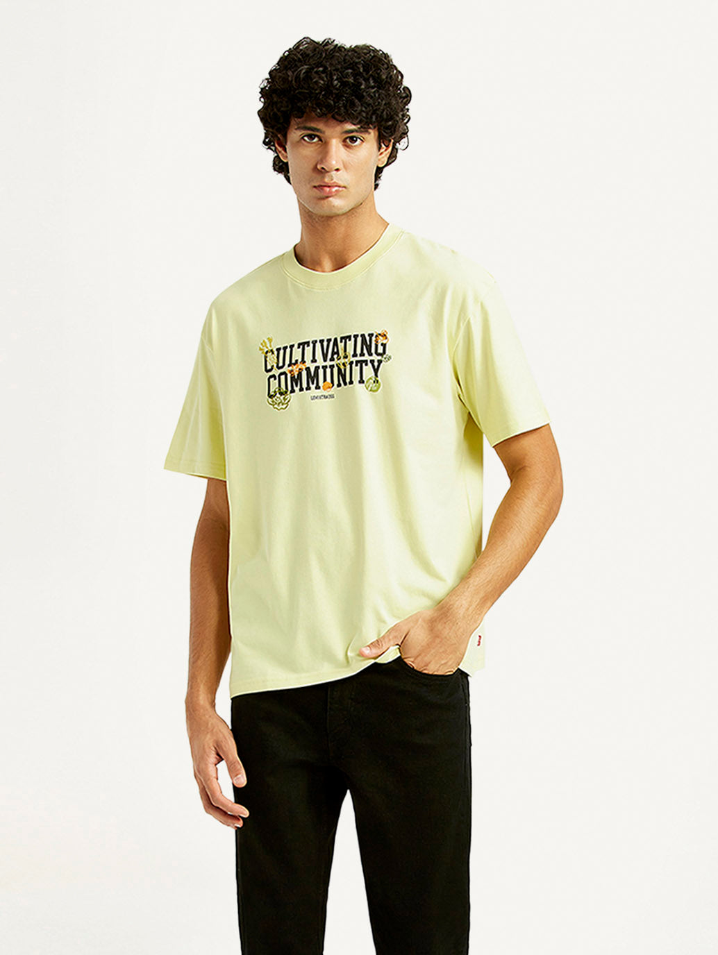 Men's Typographic Print Loose Fit T-shirt - Styleshot View
