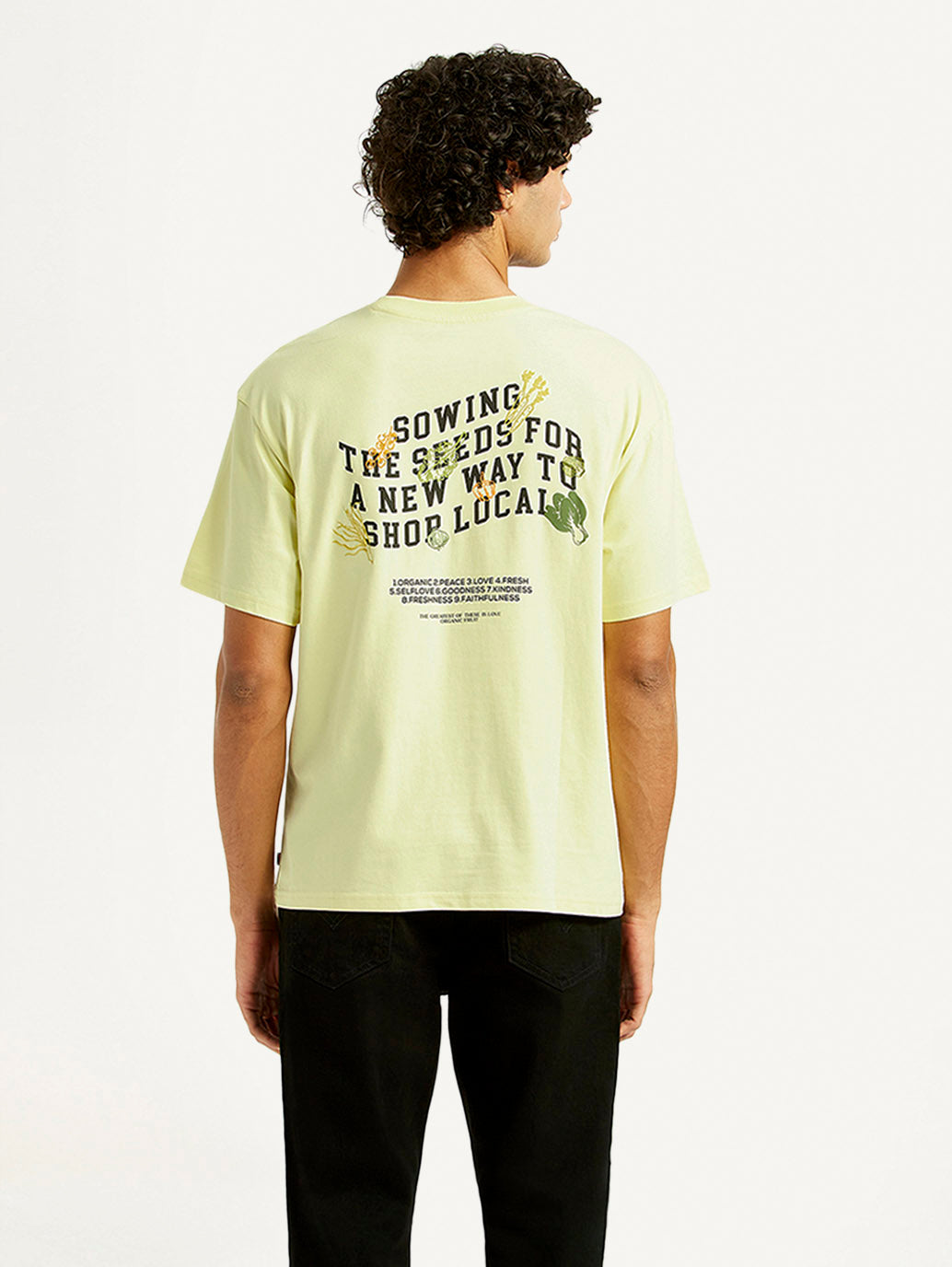 Men's Typographic Print Loose Fit T-shirt - Back View
