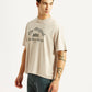 Men's Graphic Print Beige Boxy T-shirt - Side View